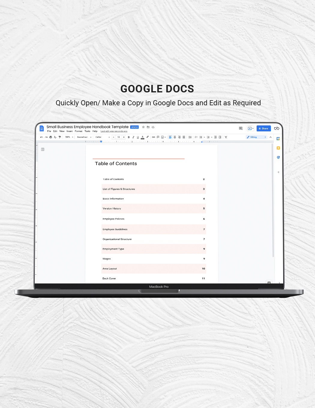 Free Small Business Employee Handbook Template to Edit Online