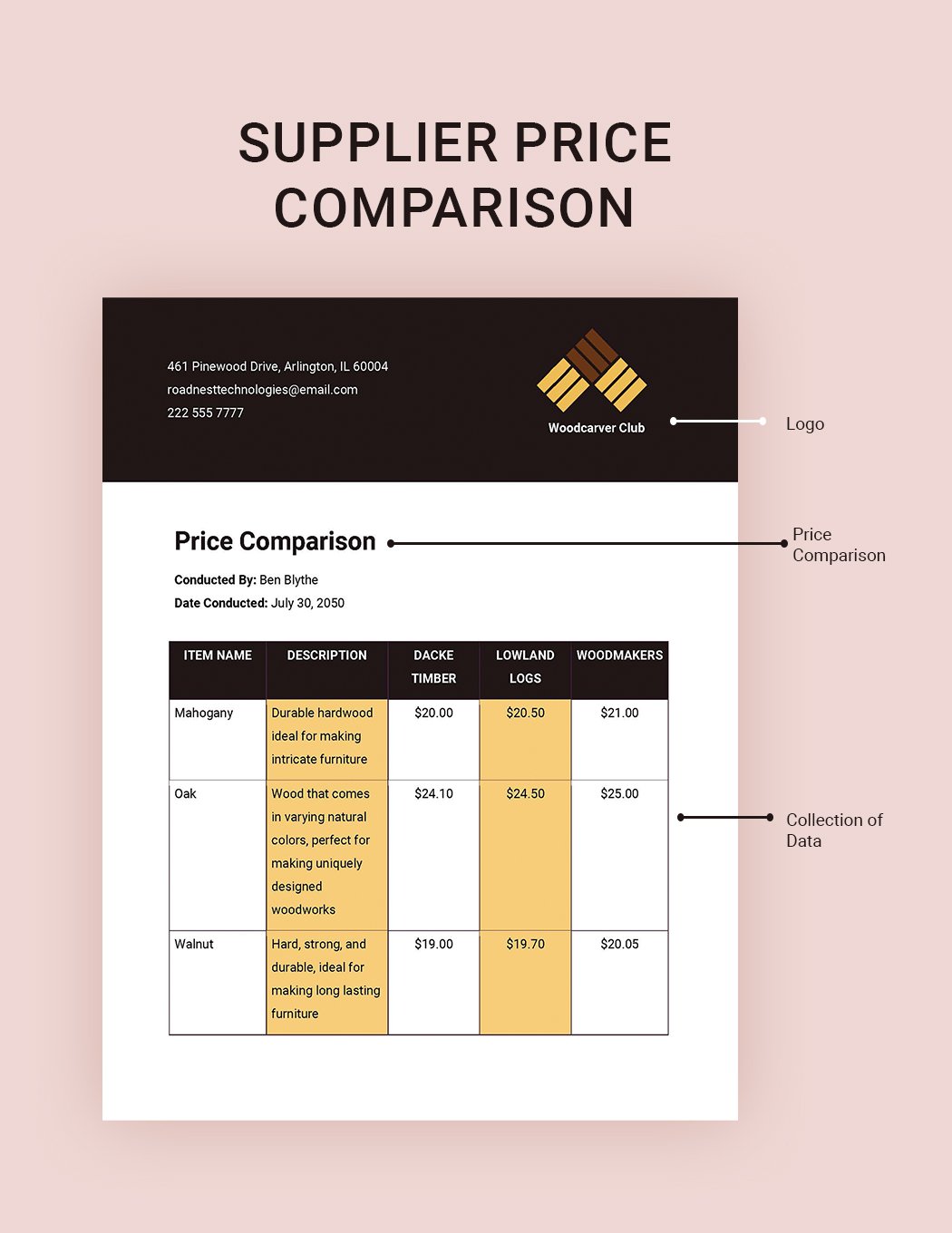 Supplier Price Comparison Template