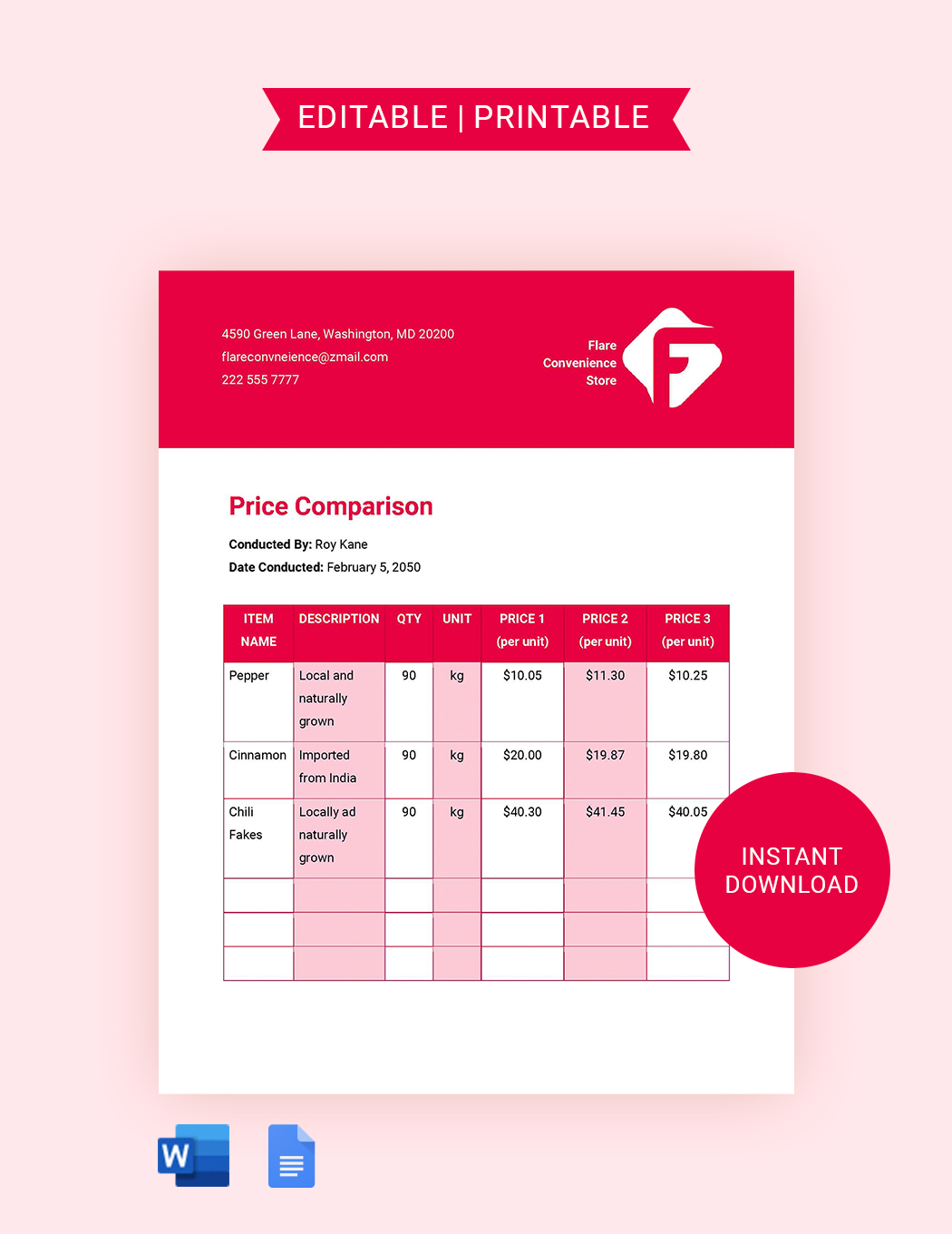 Tender Price Comparison Template In Word Google Docs Download Tender Price Comparison Template In Word Google Docs Download