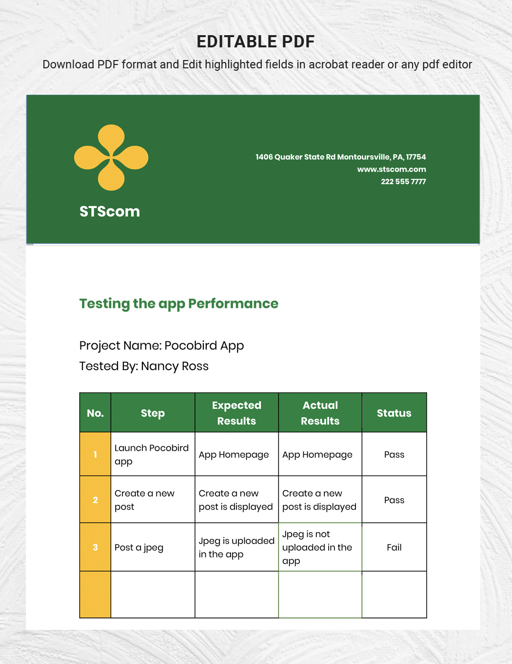Performance Test Case Template