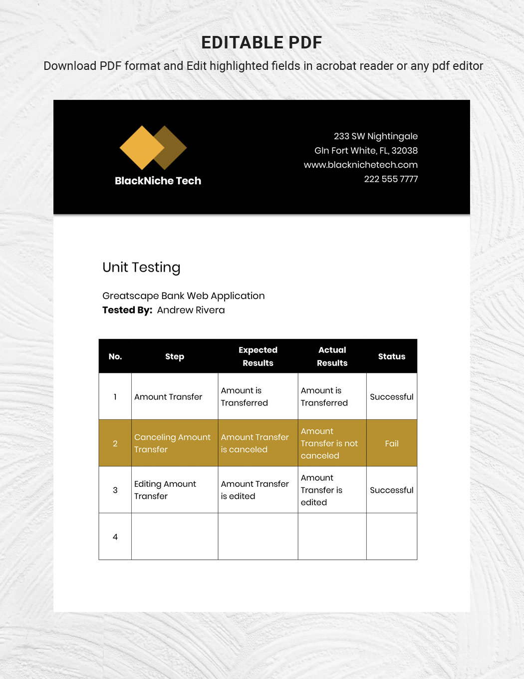 Automation Testing Test Case Template