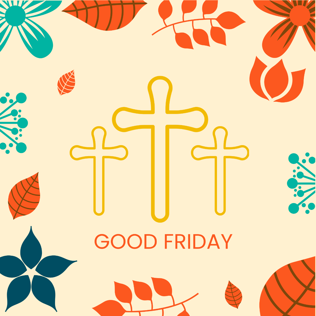 Floral Good Friday Vector Template