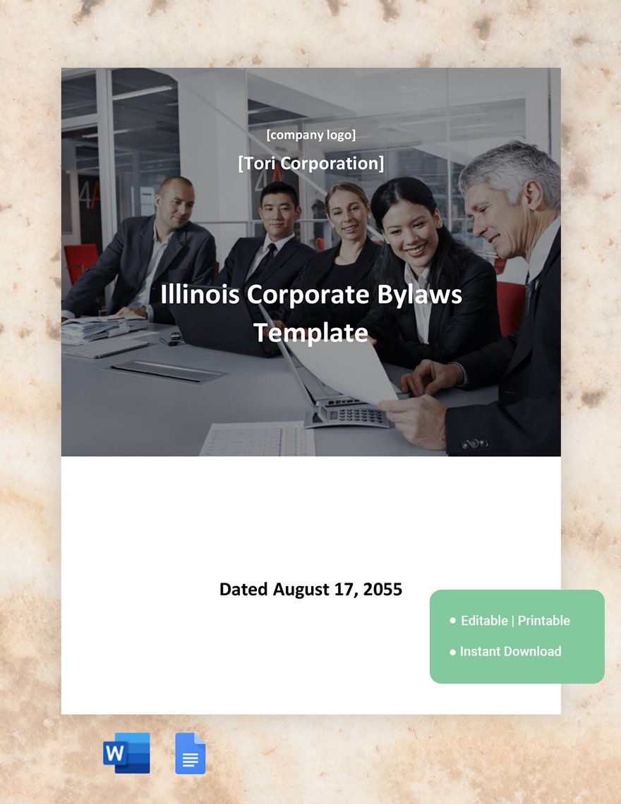 Illinois Corporate Bylaws Template in Word, Google Docs