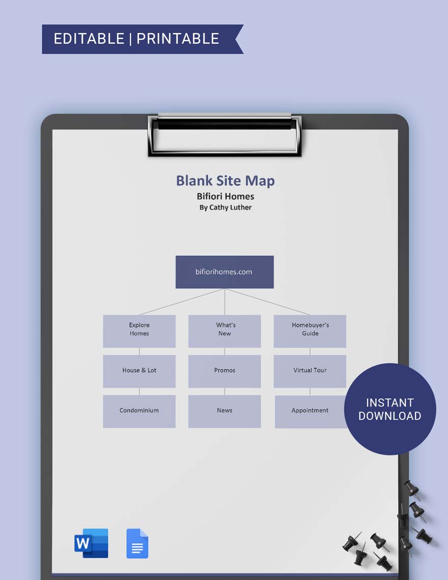 Blank Site Map Template in Word, Google Docs