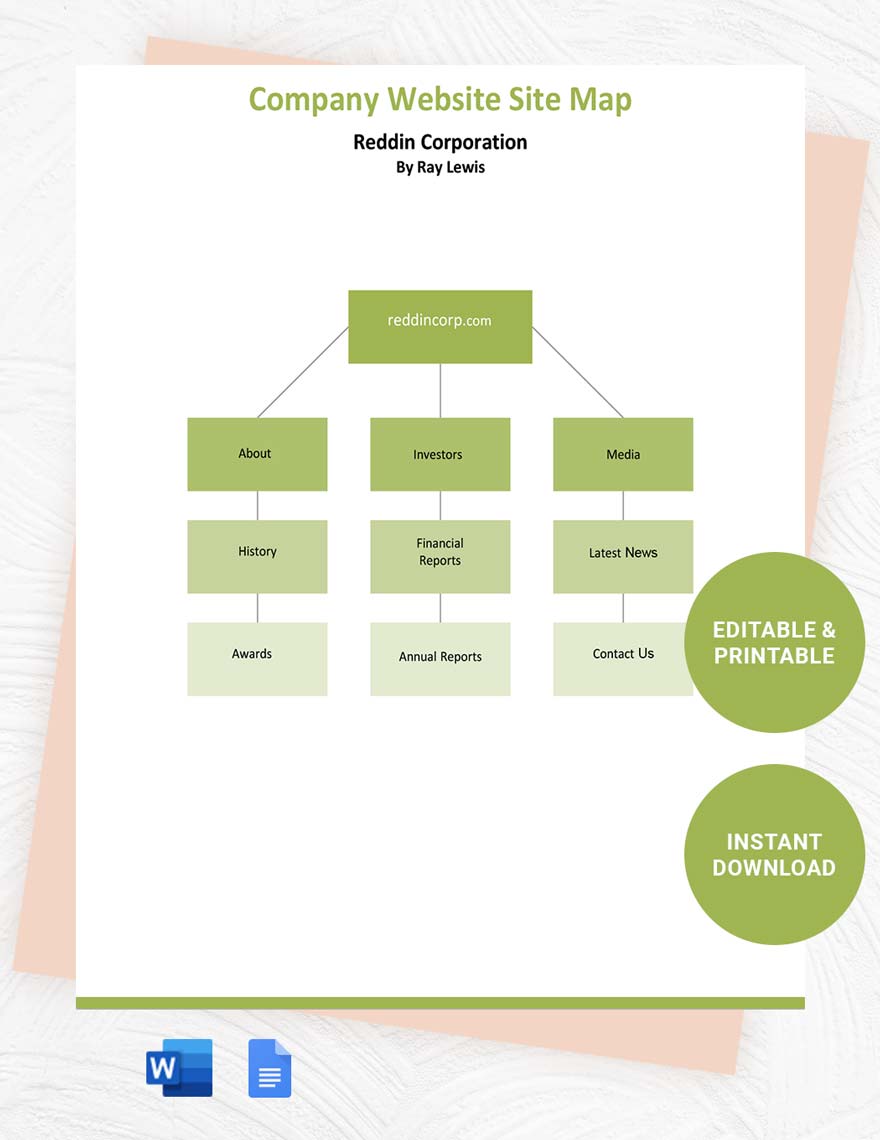 Company Website Site Map Template in Word, Google Docs