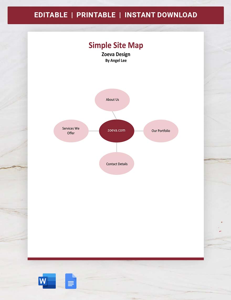 Simple Site Map Template in Word, Google Docs