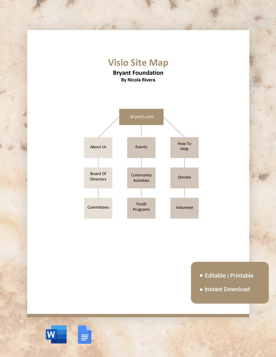 Visio Site Map Template in Word, Google Docs
