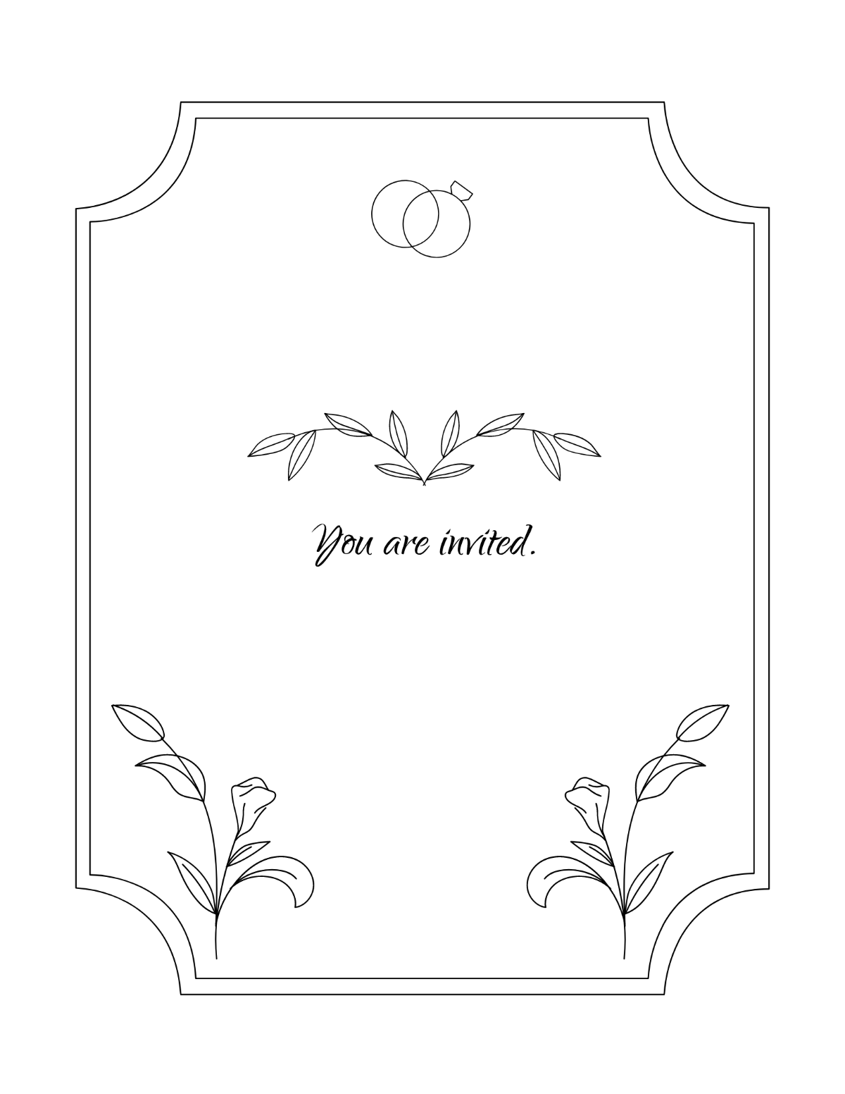 Wedding Invitation Coloring Page Template