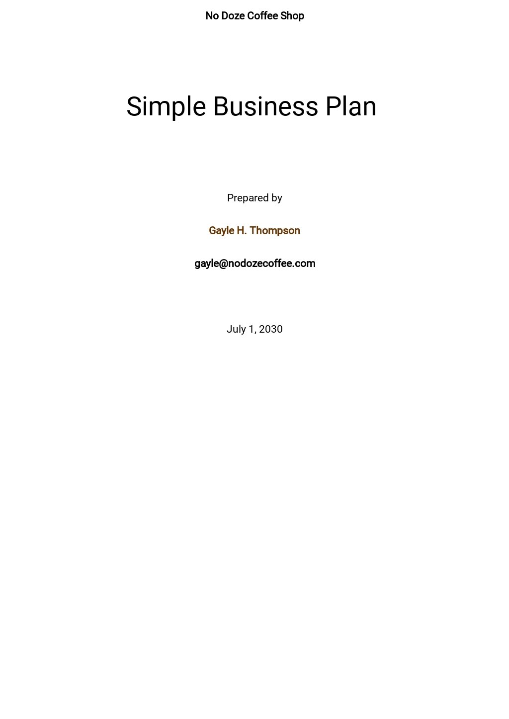 business plan template simple