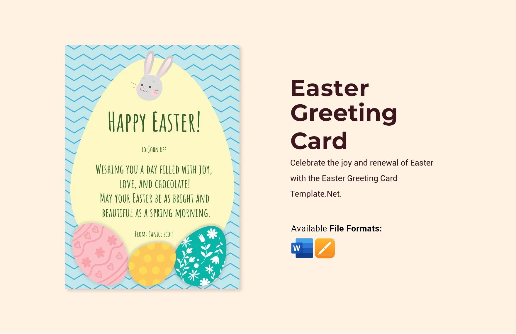 Easter Greeting Card Template in Word, Apple Pages
