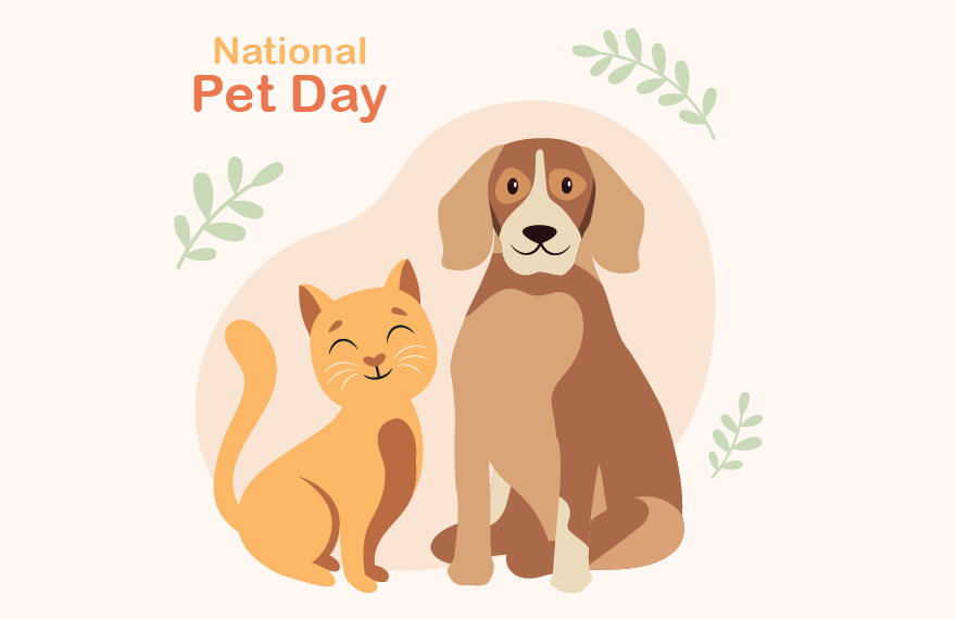 Free National Pet Day Cat And Dog Vector