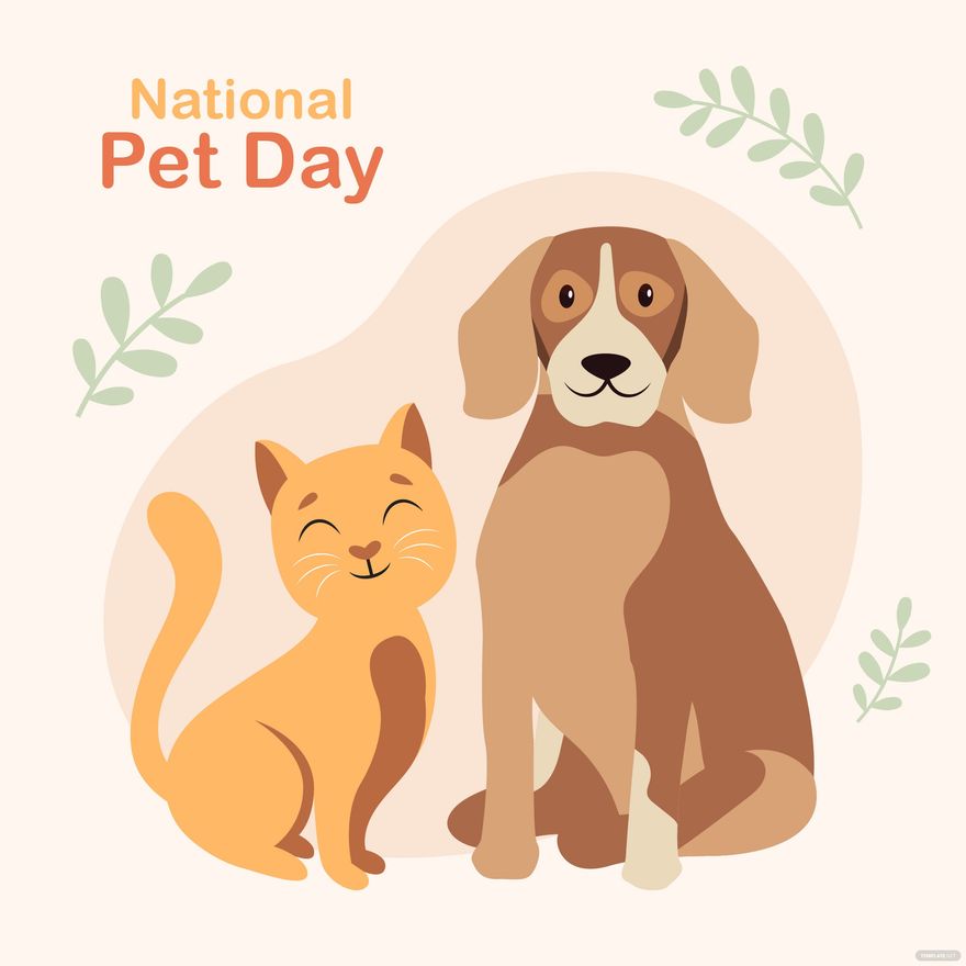 National Pet Day Cat And Dog Vector