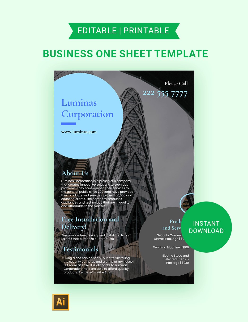 Business One Sheet Template