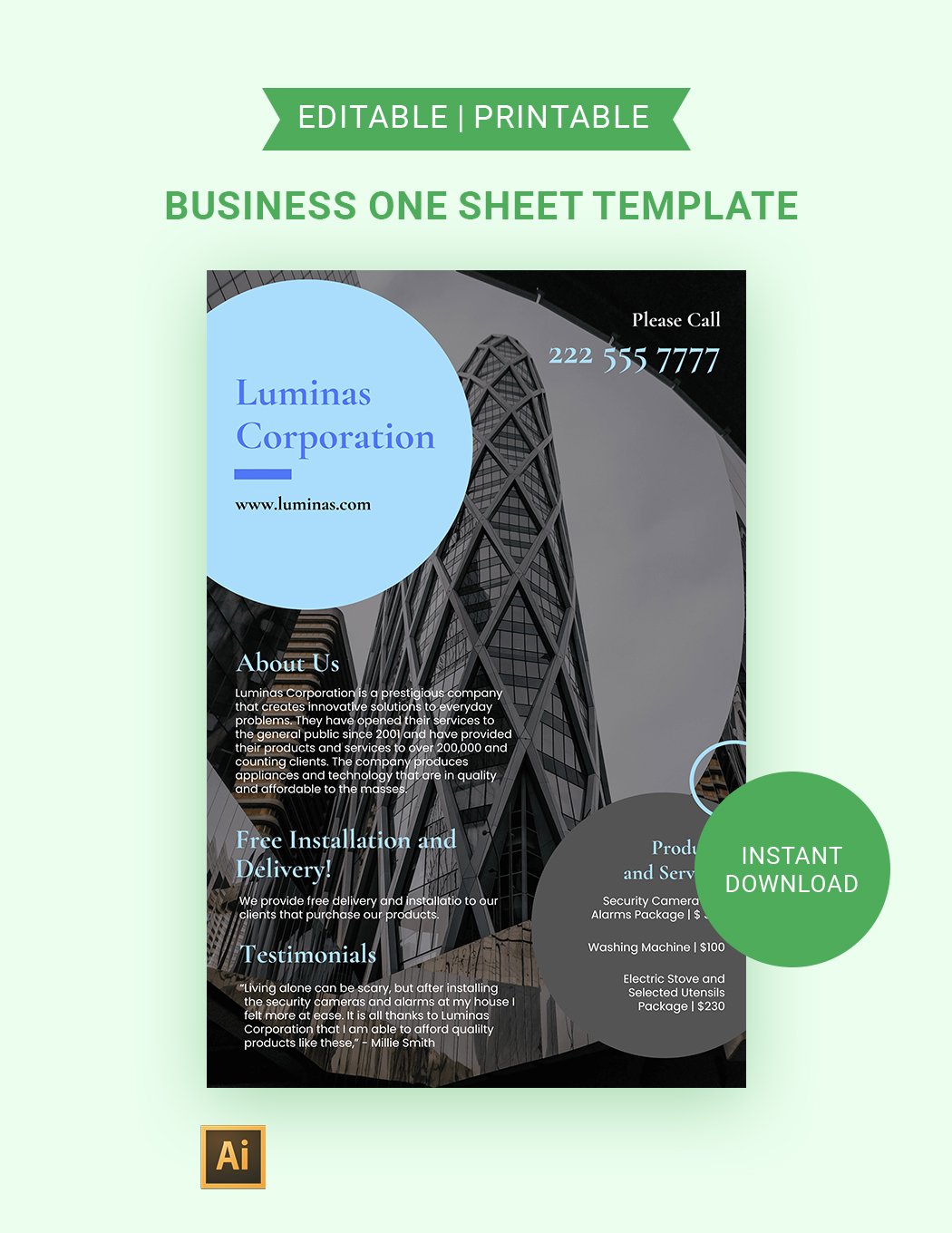 Business One Sheet Template in Illustrator, Word, Publisher, Google ...