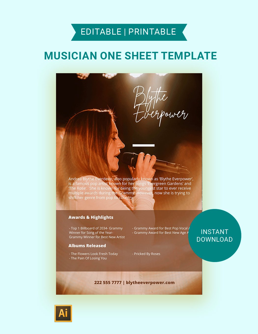 Musician One Sheet Template