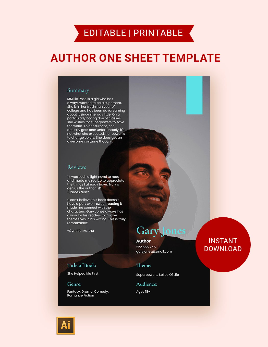 Author One Sheet Template