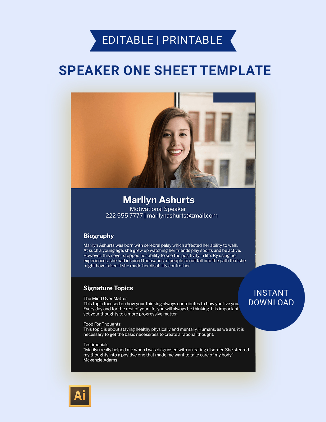 Speaker One Sheet Template in Illustrator, Word, Publisher, Google Docs - Download | Template.net