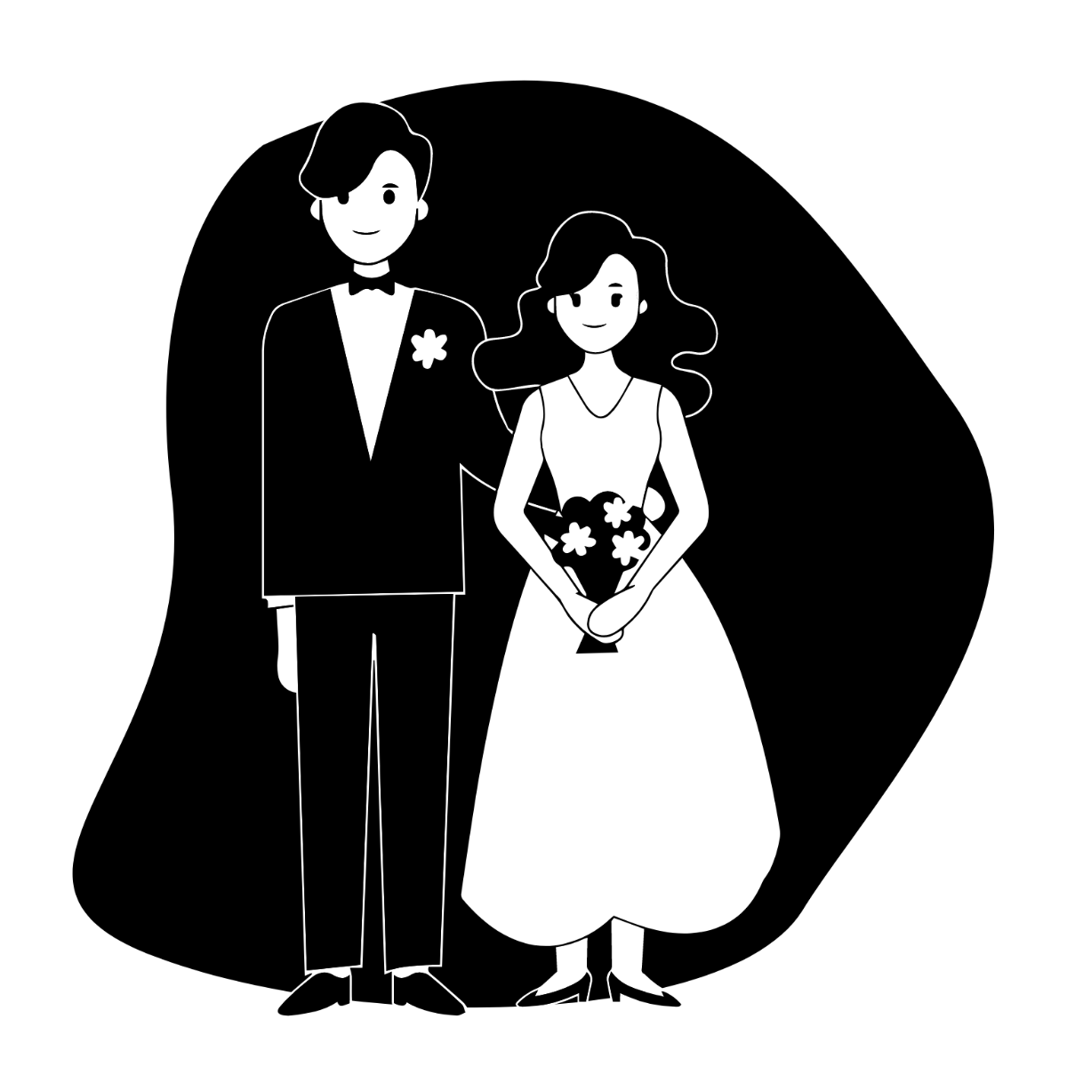 Bride And Groom Silhouette Template