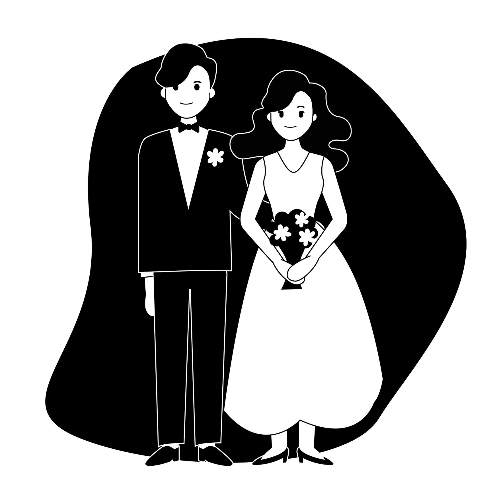 Bride And Groom Silhouette in Illustrator, EPS, SVG, JPG, PNG