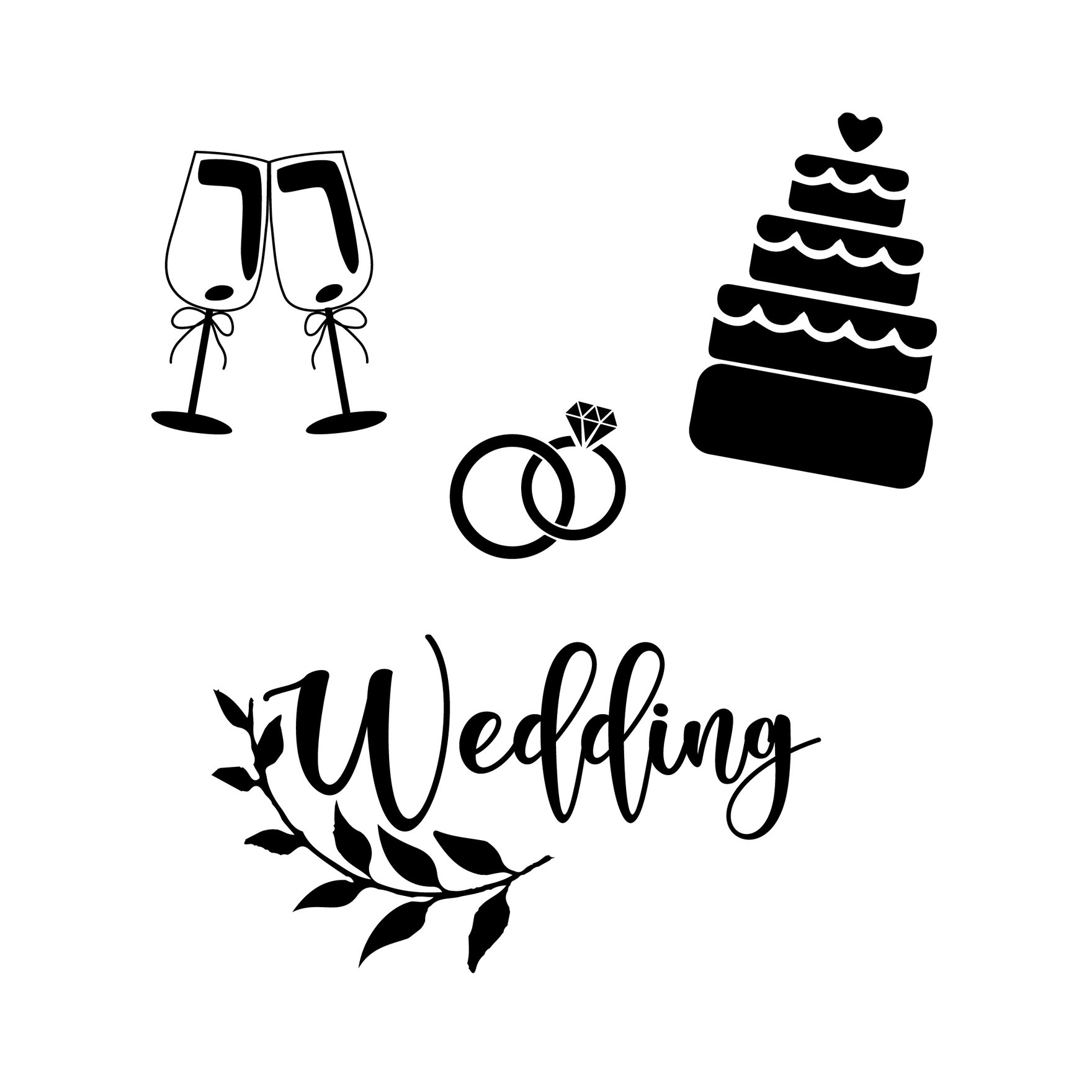 Free Wedding Elements Silhouette in Illustrator, EPS, SVG, JPG, PNG