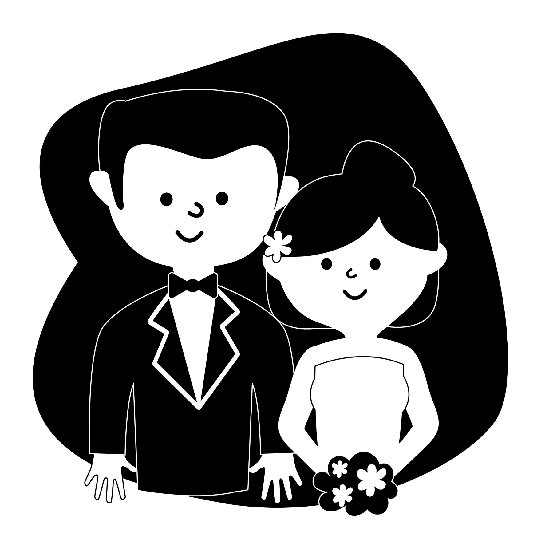 Cute Wedding Silhouette in Illustrator, EPS, SVG, JPG, PNG