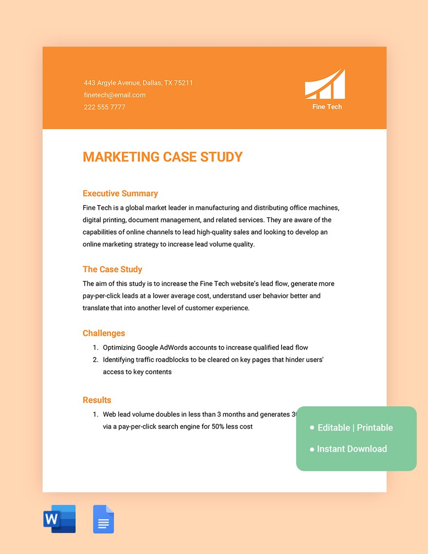 Marketing Case Study Template in Word, Google Docs