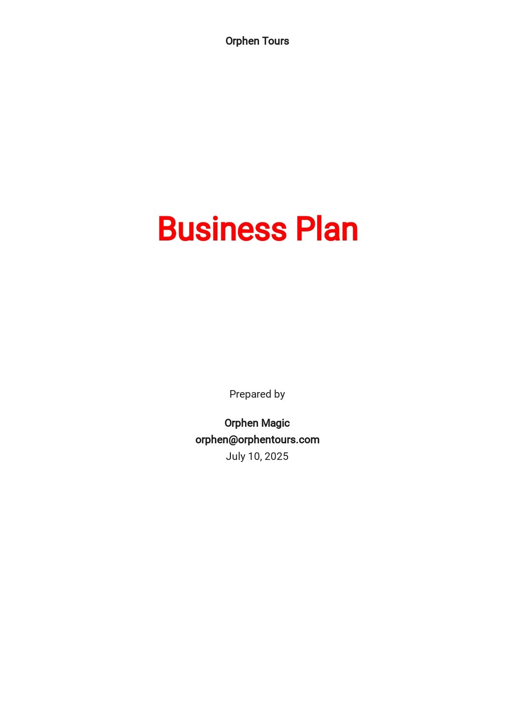 sample business plan travel agency