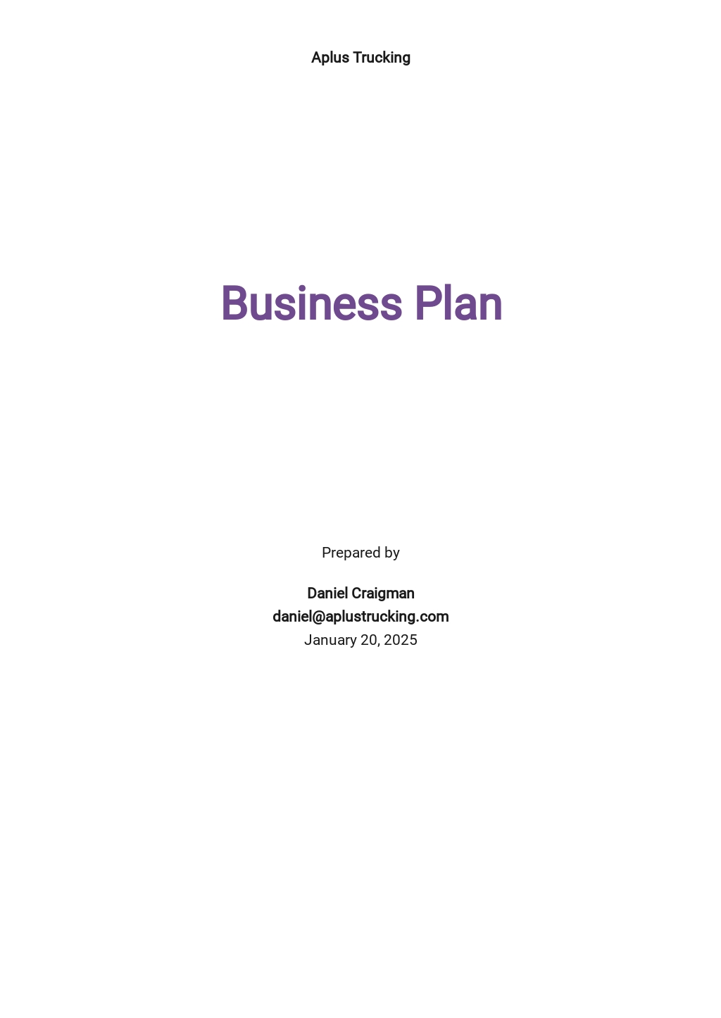 truck business plan template