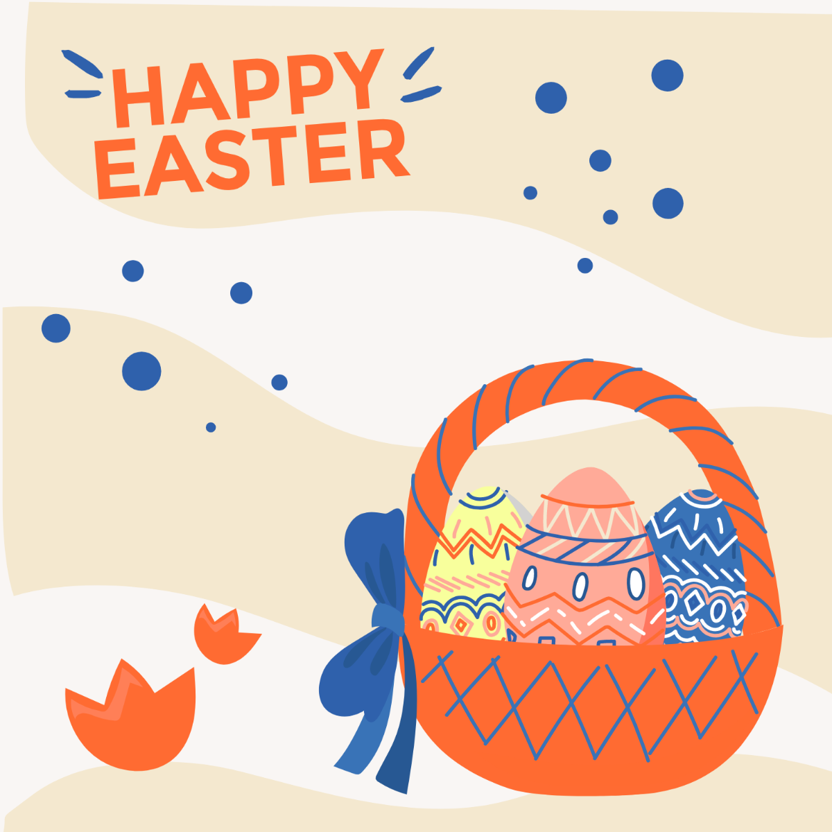 Easter Egg Basket Vector Template