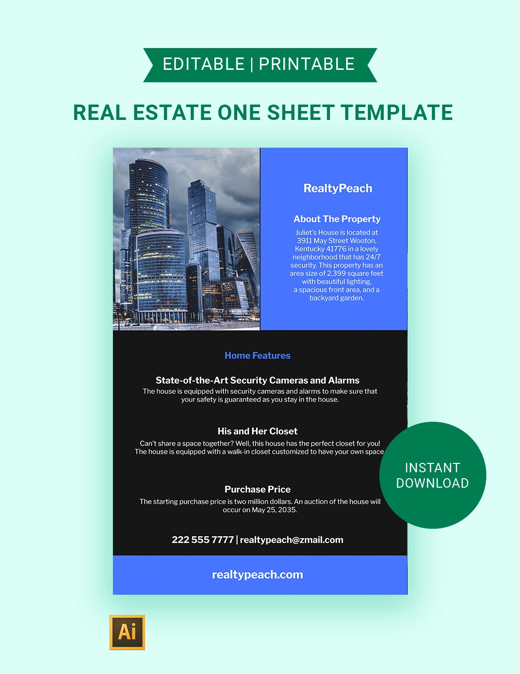 Real Estate One Sheet Template
