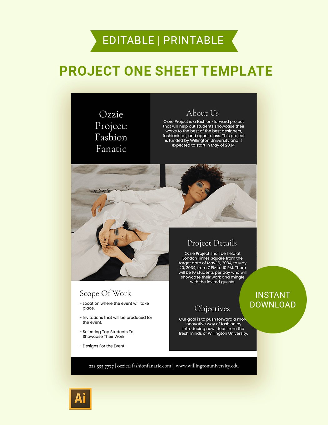 Project One Sheet Template