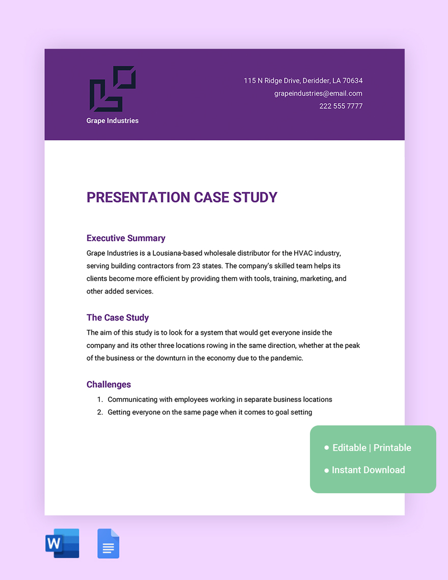 Presentation Case Study Template in Word, Google Docs - Download ...