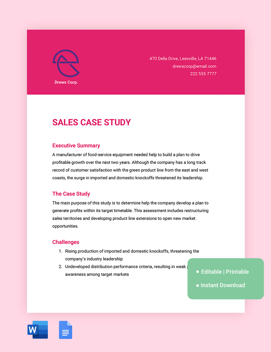 Free Sales Case Study Template