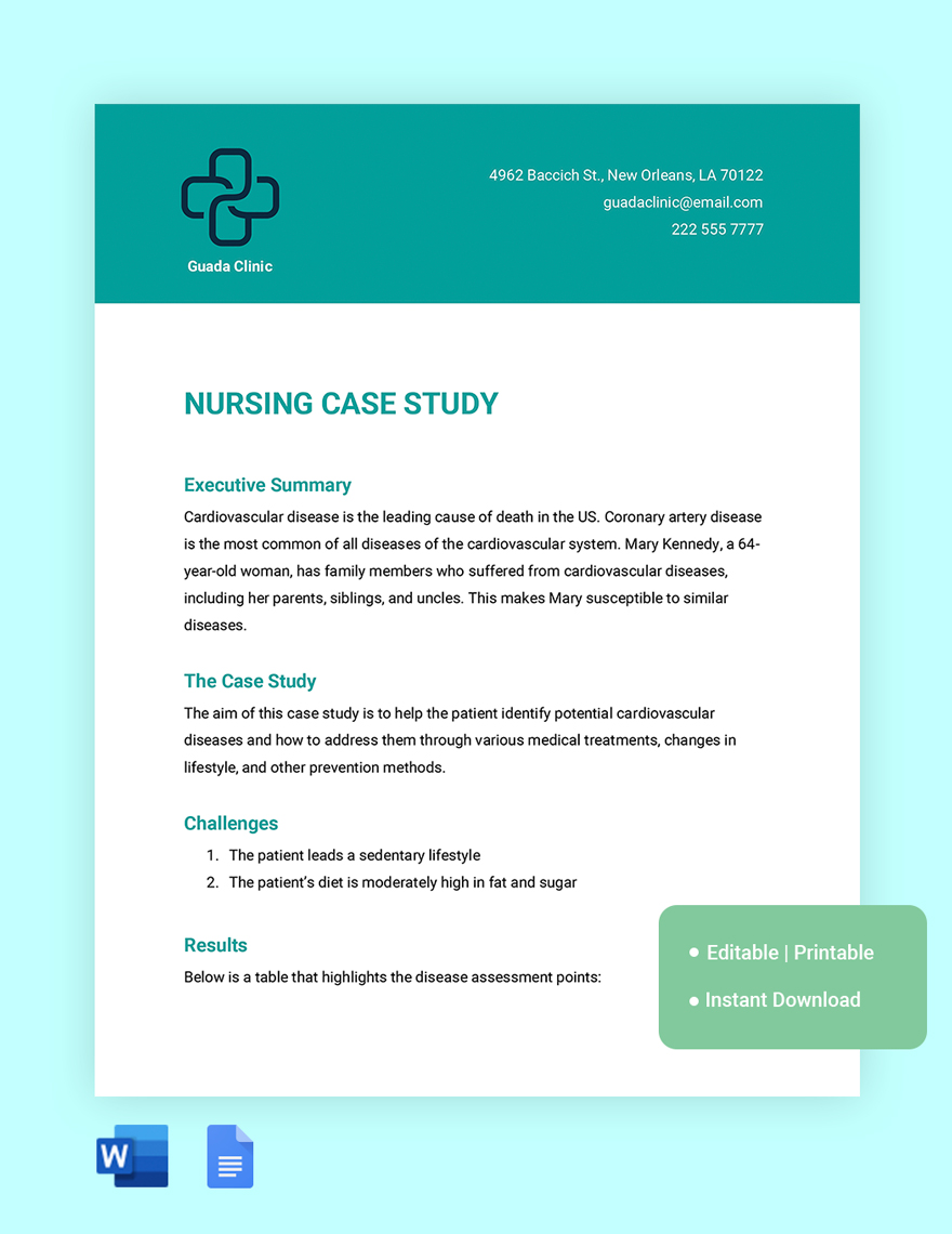 Nursing Case Study Template Download In Word Google Docs Template