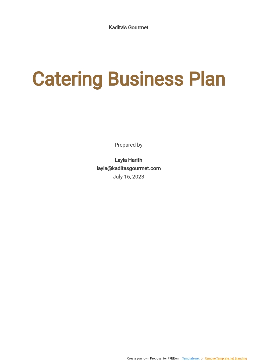 Catering Policy Template