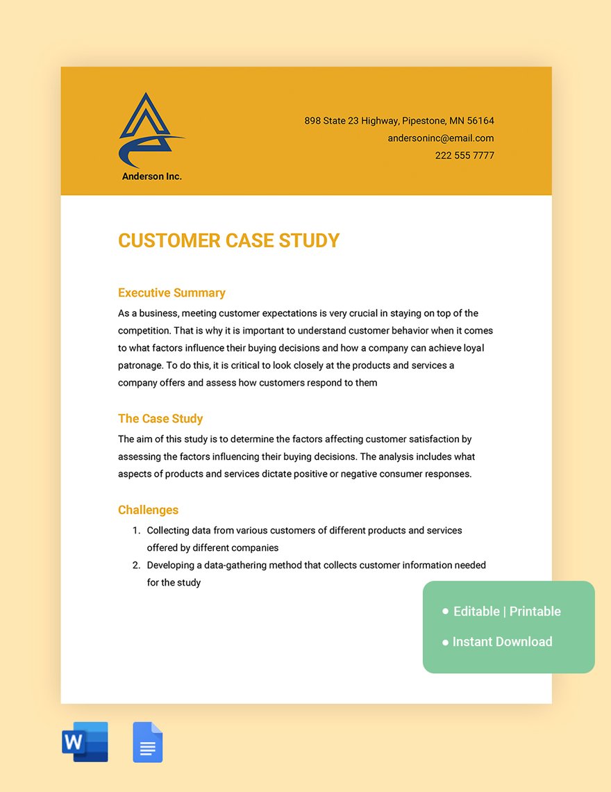 Customer Case Study Template in Word, Google Docs