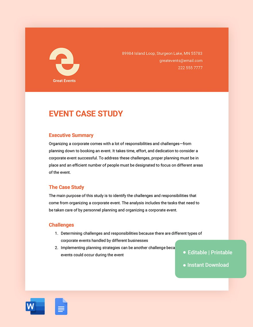 Event Case Study Template in Word, Google Docs