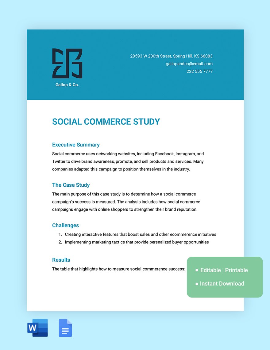 Social Commerce Platform Case Study Template in Word, Google Docs