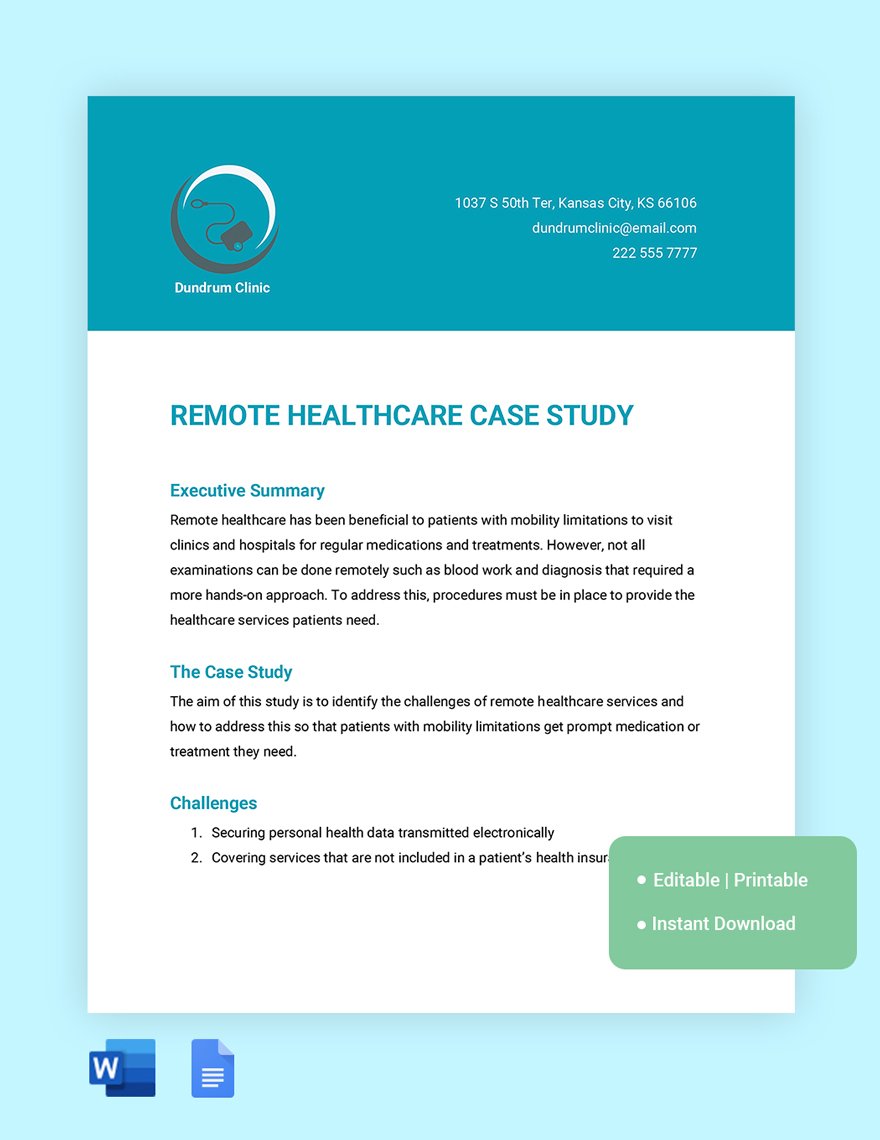 Remote Healthcare Case Study Template