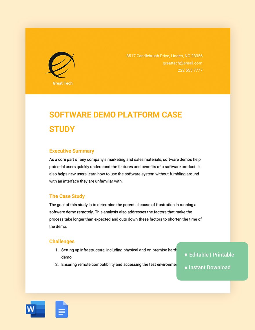 Software Demo Platform Case Study Template in Word, Google Docs