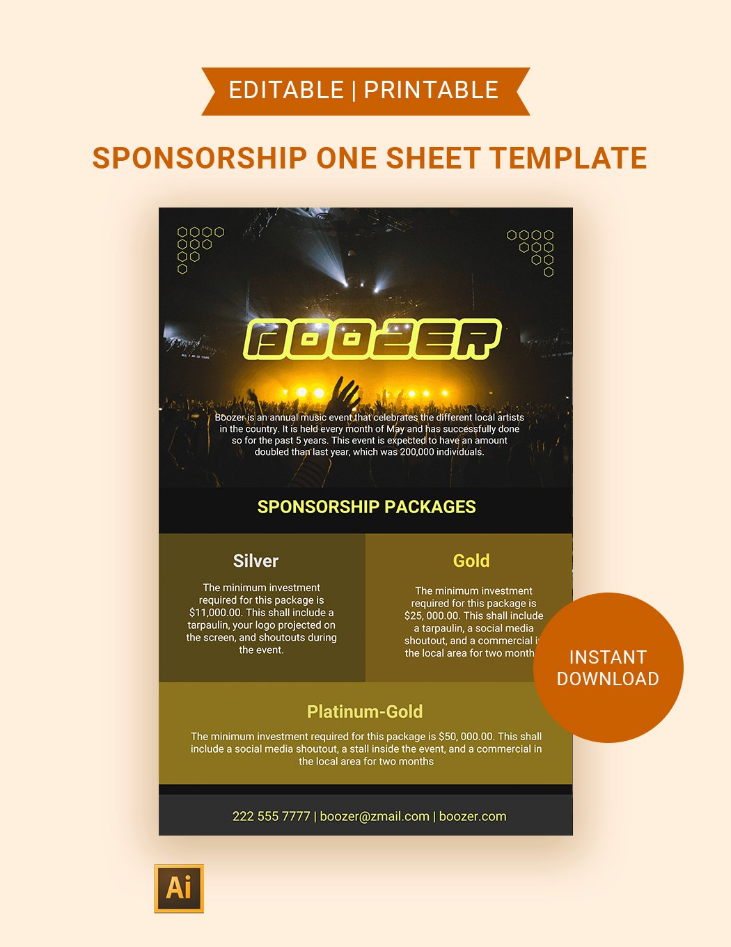 Sponsorship One Sheet Template