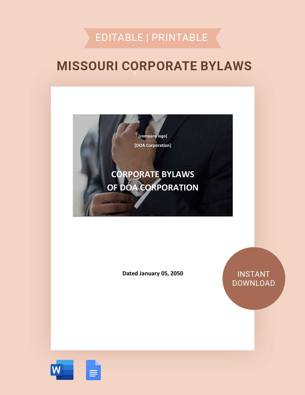 Missouri Corporate Bylaws Template in Word, Google Docs
