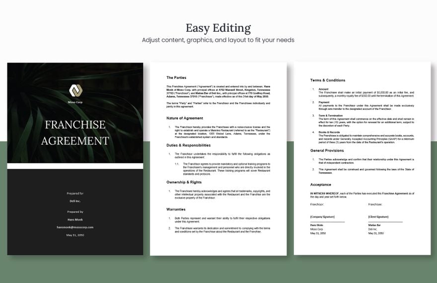 Franchise Agreement Template