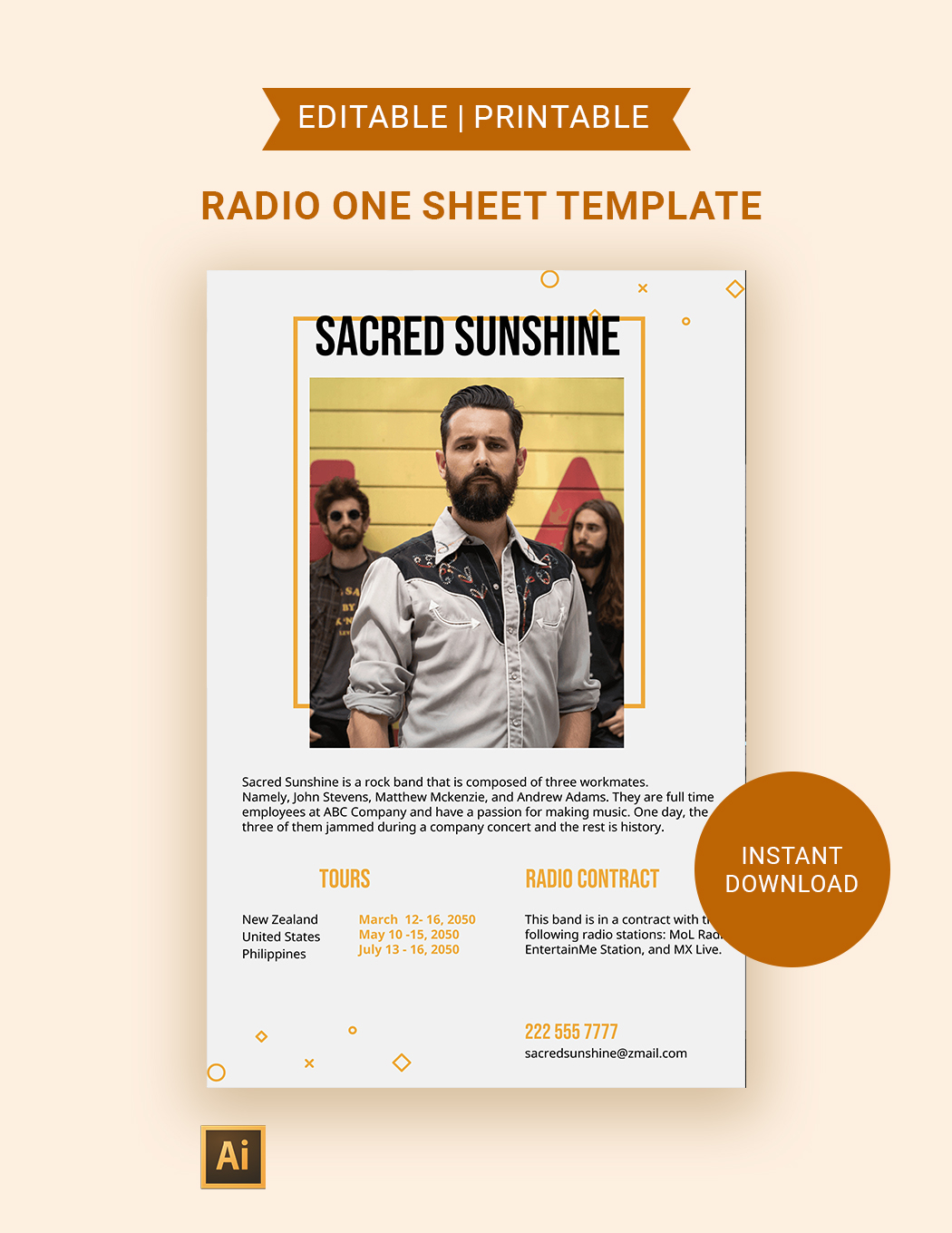 Radio One Sheet Template in Word, Google Docs, Illustrator, Publisher