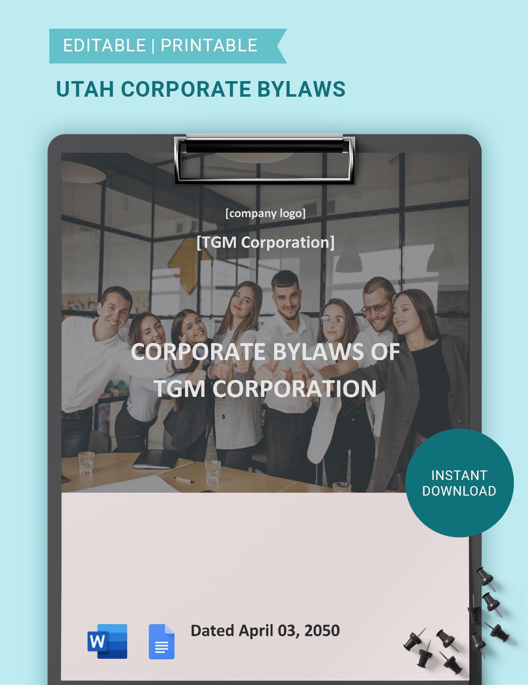 Utah Corporate Bylaws Template in Word, Google Docs