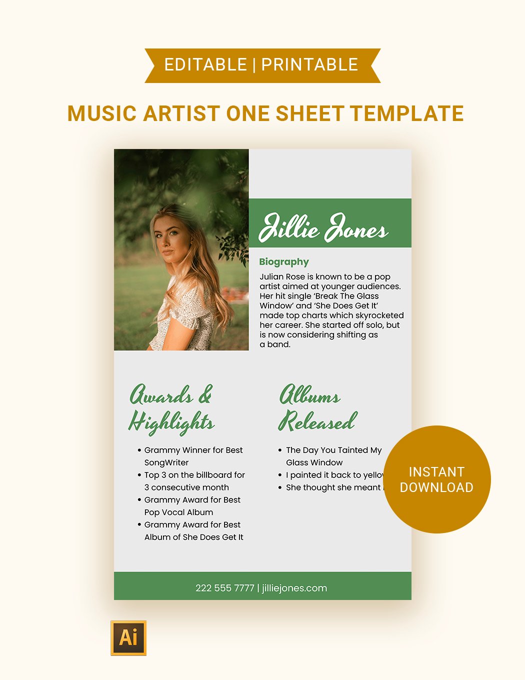 Music Artist One Sheet Template