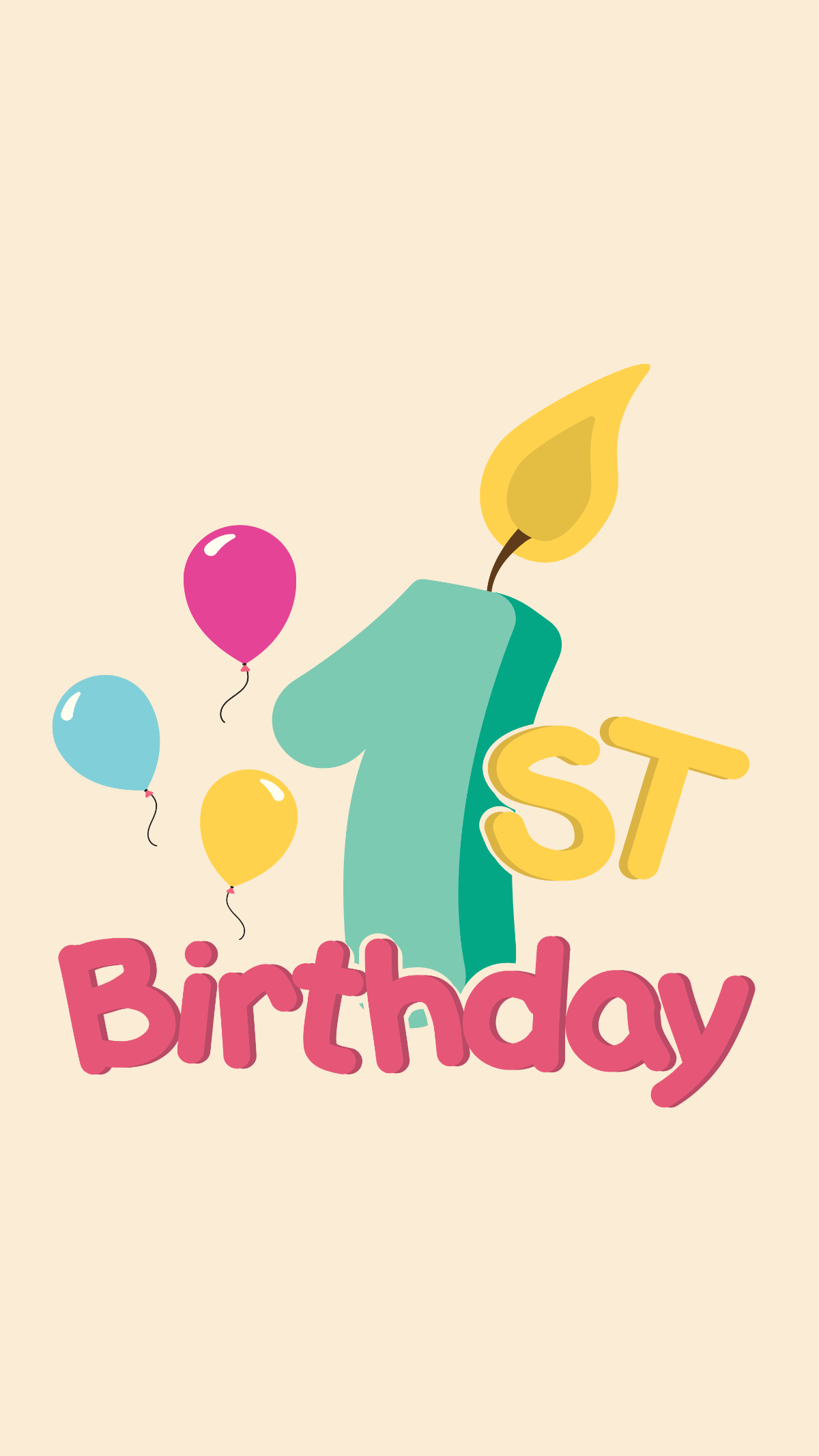 Happy 1st Birthday Mobile Background Template