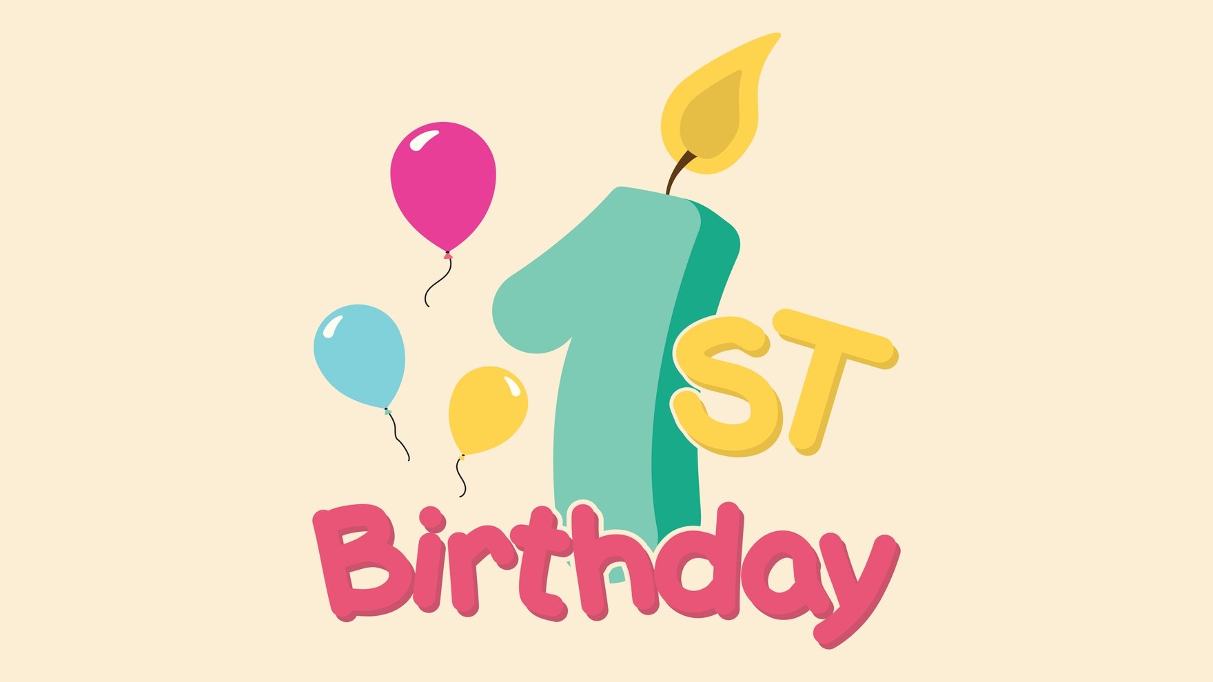 Free Happy 1st Birthday Background - Download in Illustrator, EPS, SVG, JPG, PNG