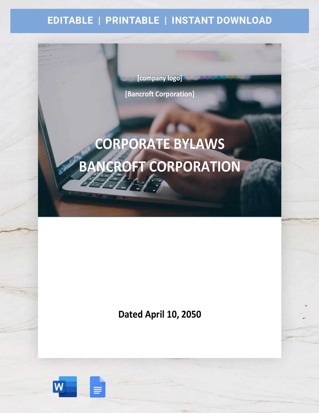 Simple Corporate Bylaws Template in Word, Google Docs