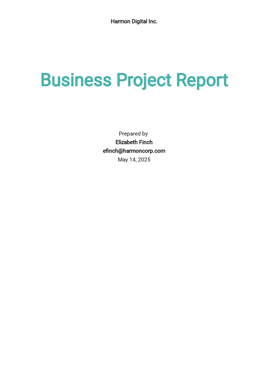 new business project report format